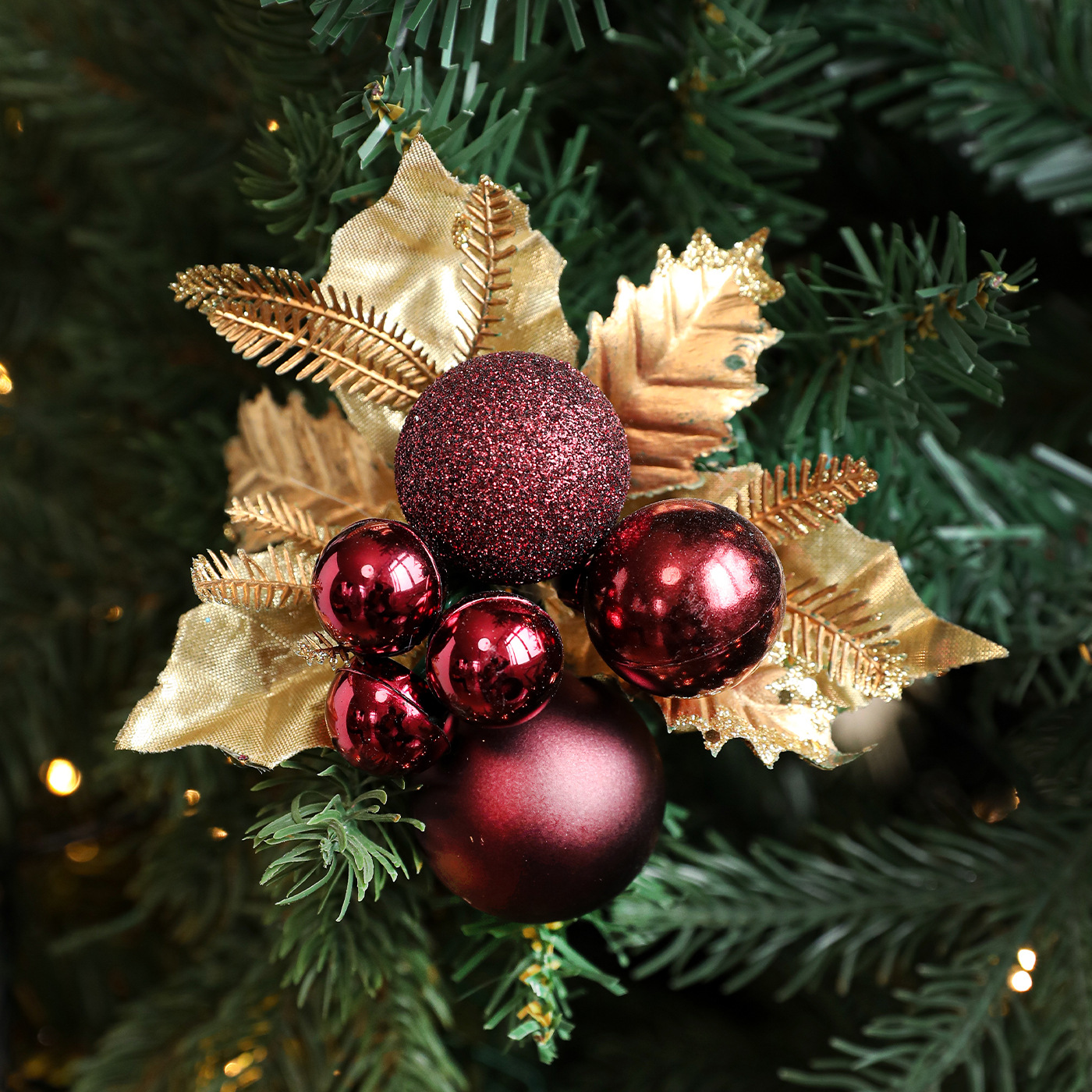 Navidad transfronteriza fruta roja fruta dorada hojas de fruta dorada árbol de Navidad guirnaldas de caña decoración ornamentos de flores suministros de atmósfera