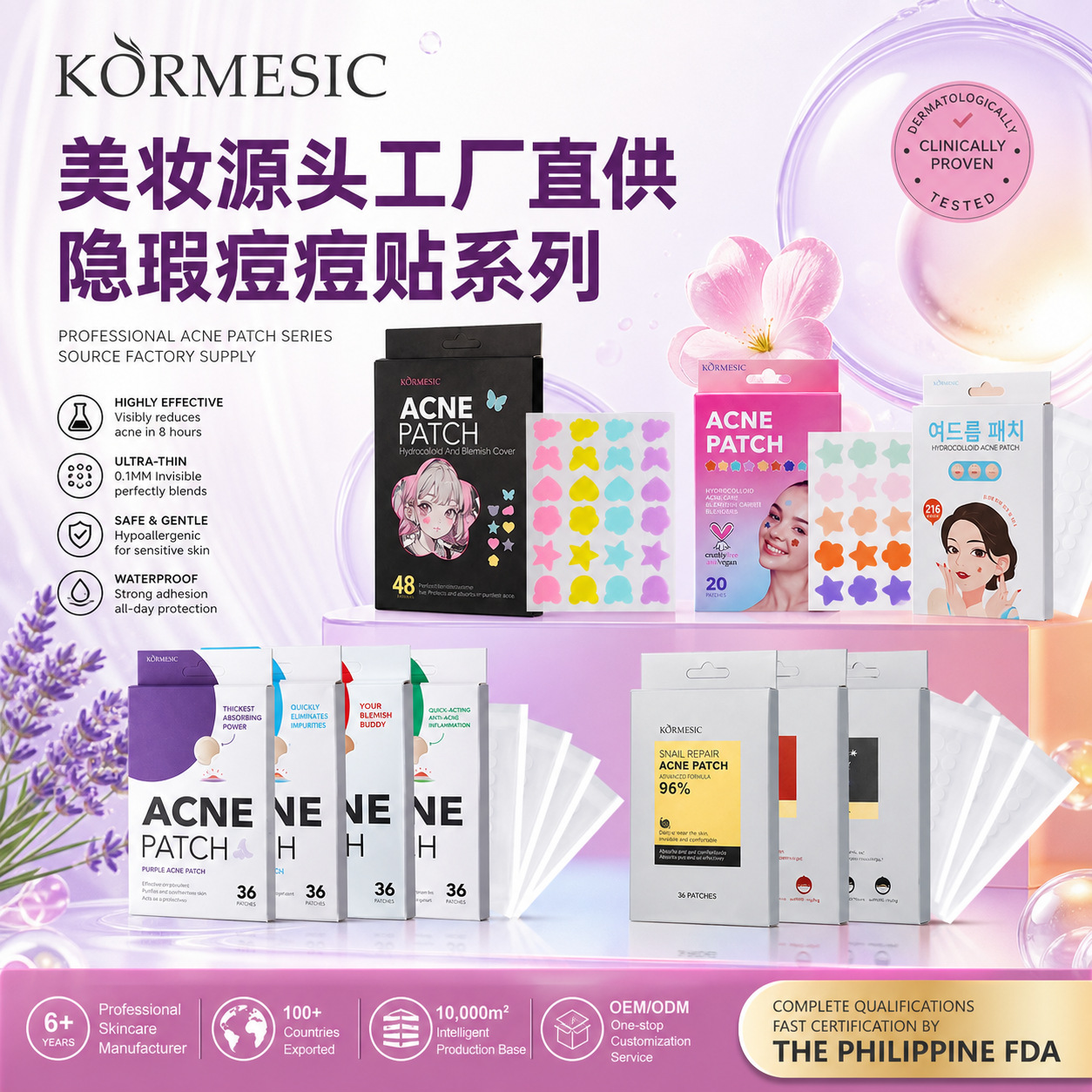 Parche corrector KORMESIC para acné – venta caliente transfronteriza, stock de fábrica al por mayor