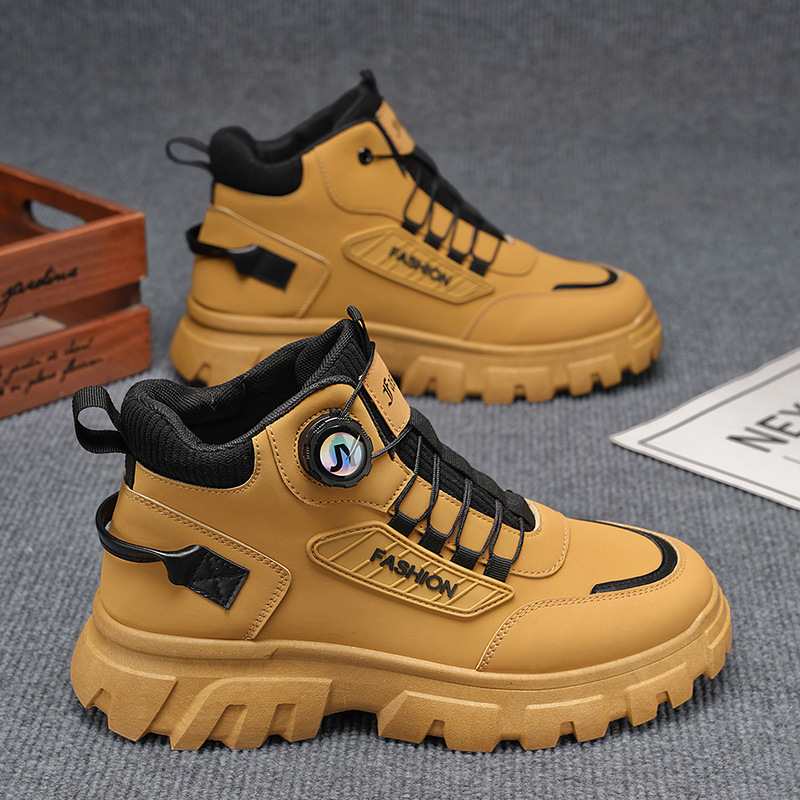 Zapatos masculinos de otoño 2025 botas Martin de Alta Parte botas masculinas ropa de trabajo retro británica zapatos de suela gruesa antideslizantes y resistentes al desgaste botas cortas zapatos de moda
