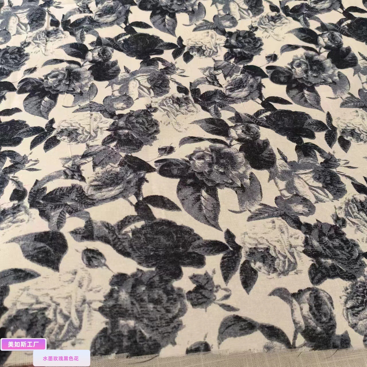 厂家直销复古棉麻青花瓷棉麻 1.4米宽幅服装棉麻布料