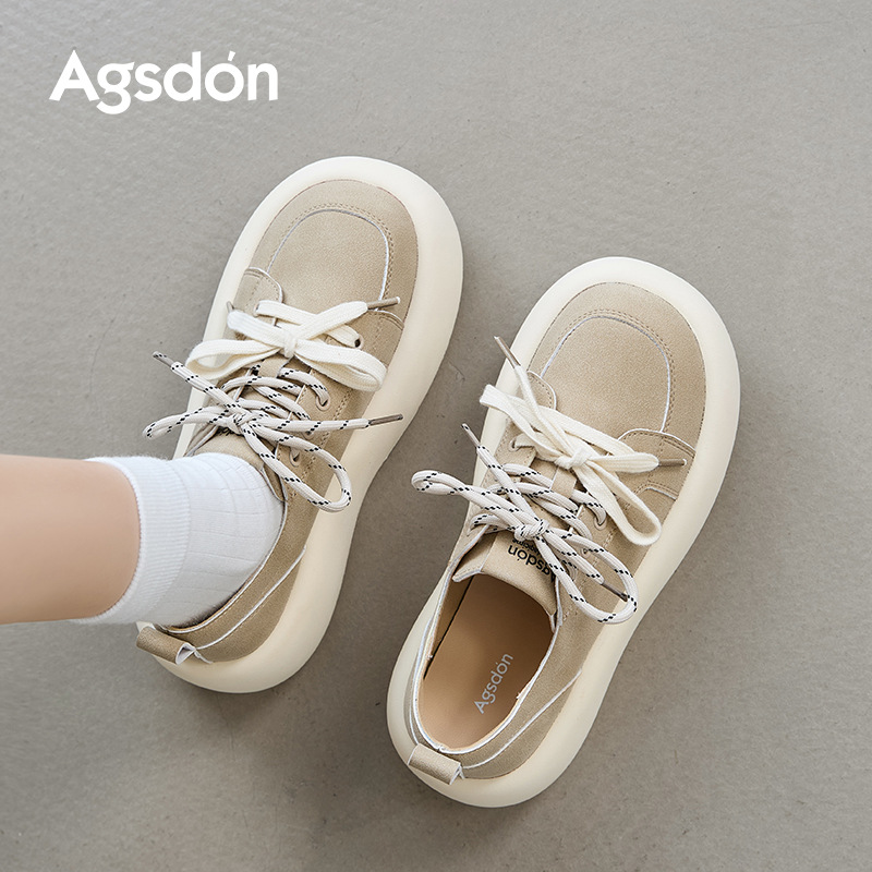 Augu Shiden zapatos casuales para mujeres 2025 nuevos zapatos de entrenamiento de pan de caída de otoño zapatos deportivos retro zapatos blancos pequeños