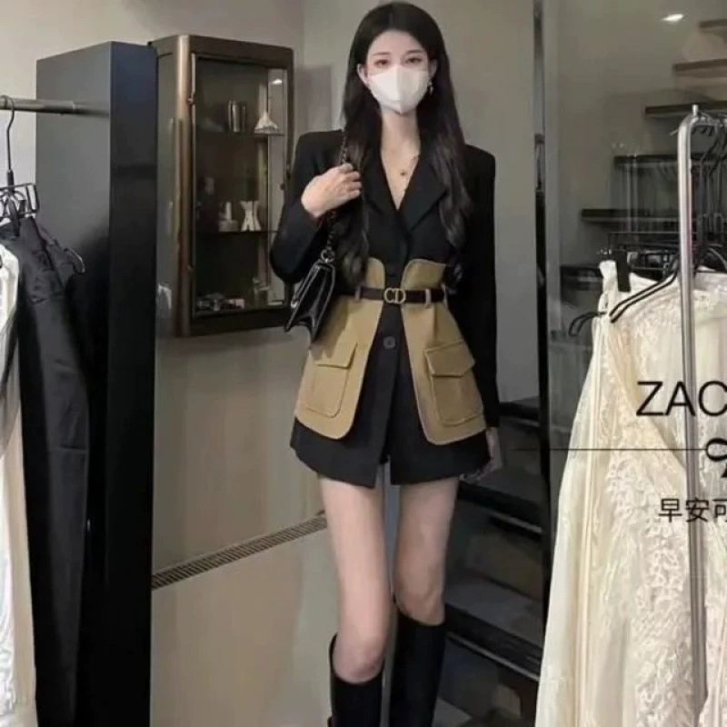 Высококачественный женский пиджак контрастного цвета, новый весенне-осенний стиль, модный и белый.