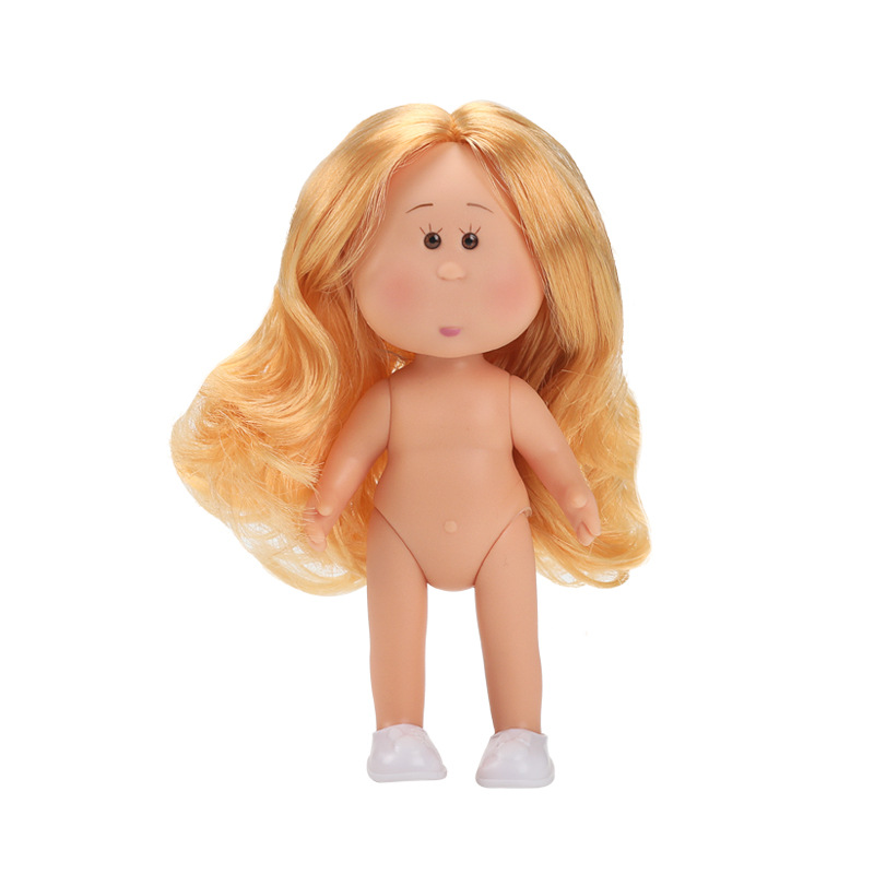 Common blonde middle-parted curly hair