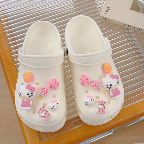 Cross-border new cute cartoon perforated shoes sweet KT cat finished shoes flower decoration perforated shoes accessories wholesale
