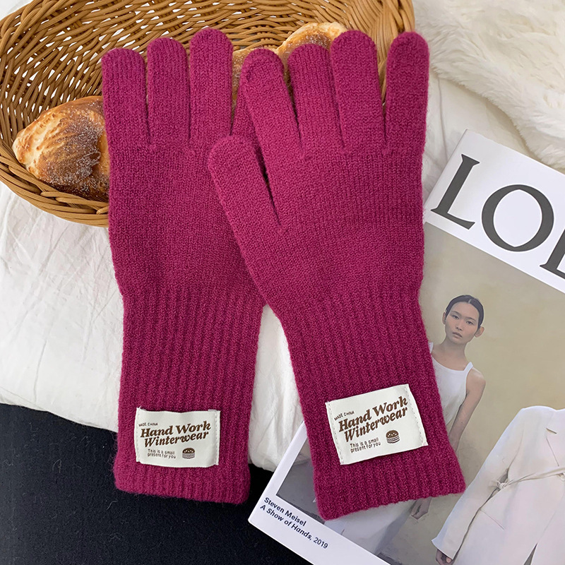 Guantes de ciclismo 2025, otoño y invierno nuevos guantes de punto de lana gruesa alargada guantes de dedo caliente al por mayor