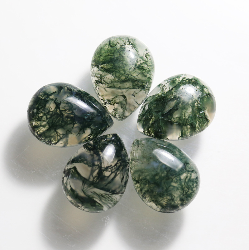 Natural water grass agate moss agate pear ring 20X15 hair clear color bright inlaid bracelet
