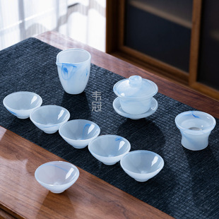 White Jade Glass Set Master Cup Chinese Style Personal Cup Tea Cup Single Cup Household Kung Fu Tea Set Cup