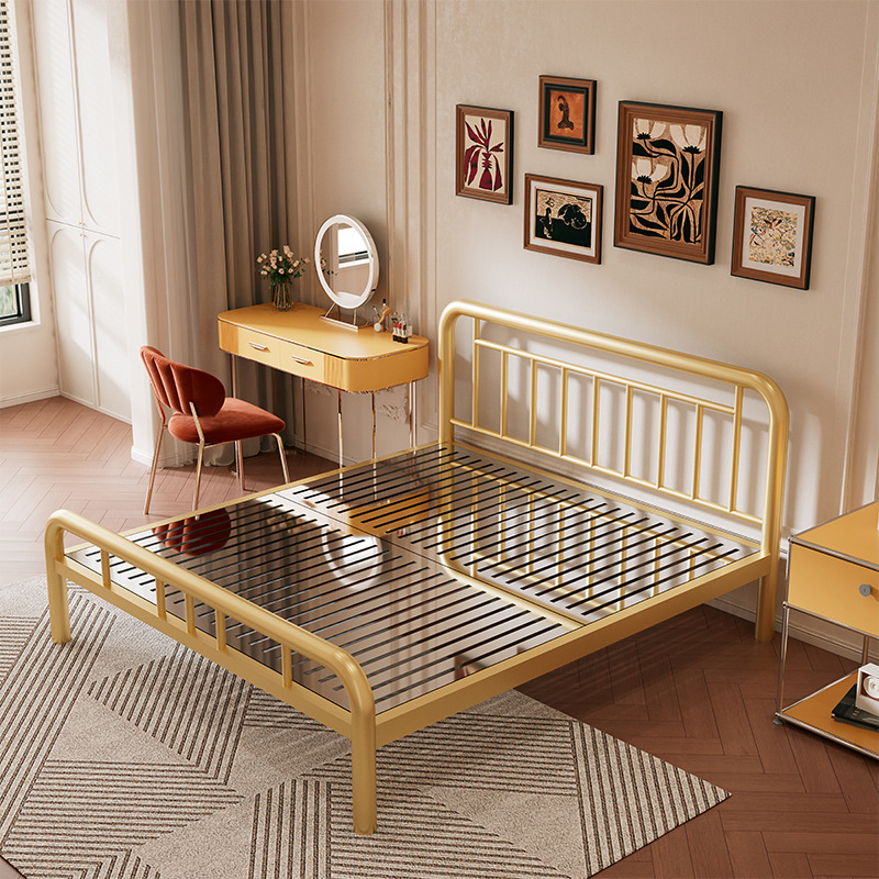 304 stainless steel bed frame gold + breathable bed board