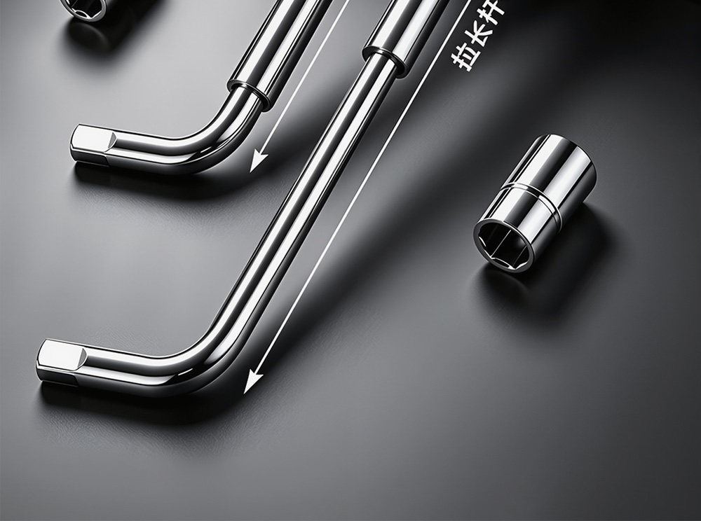 German car repair wrench L-shaped socket, extended and deepened, labor-saving tire removal, telescopic multi-functional tool