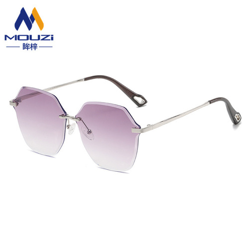 Sunglasses for women, Instagram trendy, no-frame, edge-gradient sunglasses, live stream best-selling, UV-protective sunglasses