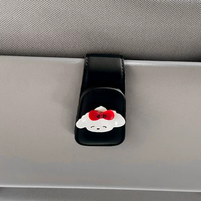 Car Glasses Clip/Bill Clip | Box, Creative Interior Practical - red-bow-tie-cream-puppy-black-eyeglass-clip