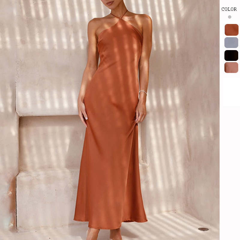 European and American Cross-Border Amazon 2026 Spring and Summer New Sexy Solid Color Slim-Fit Sleeveless Backless Elegant Dress for Women