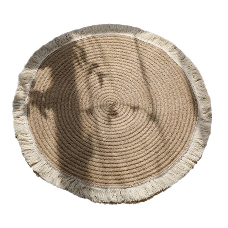 Yute nórdico trenzado alfombra de frascos tejido de cuerda balcón alfombra de ventana de techo alojamiento decoración de estudio mesa de té alfombra de mesa de té