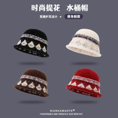 冬季韩版显脸小羊羔绒渔夫帽日系网红同款气质素雅遮脸盆帽水桶帽