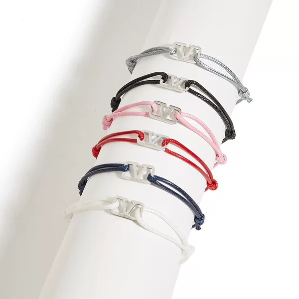 Creative, Fashionable, Simple Hollow Square Bracelet with Stainless Steel Letter Cross DIY Woven Bracelet Jewelry Factory Wholesale