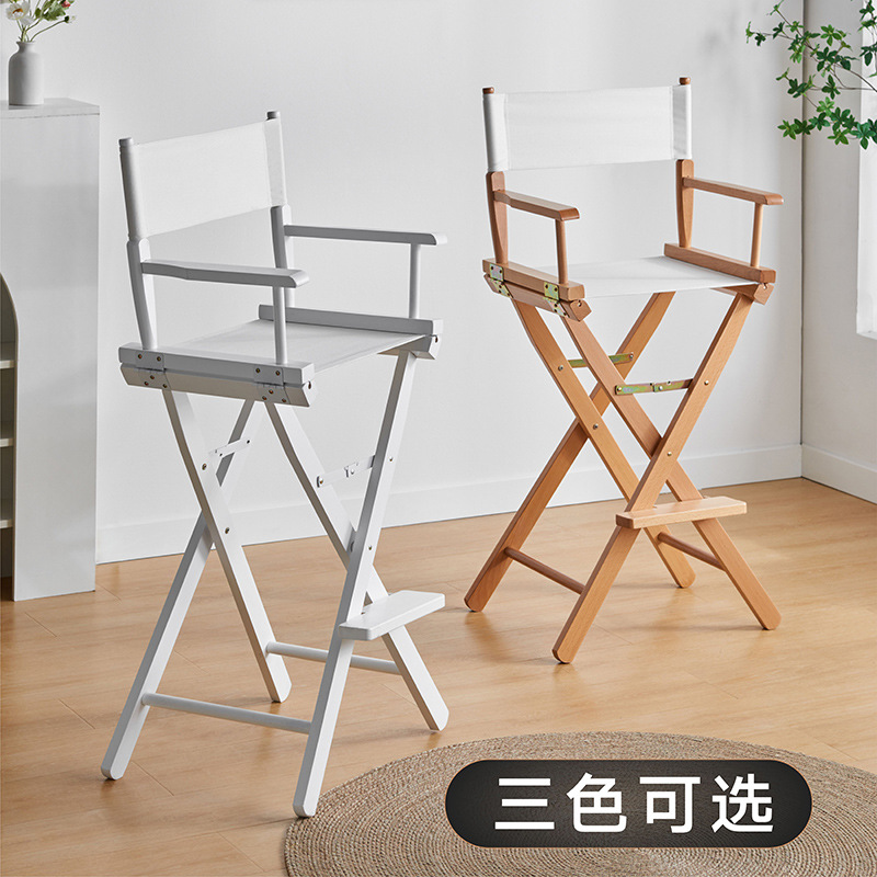 Sillas plegables de madera sólida sillas de maquillaje de pies altos sillas de bar sillas portátiles sillas de lona plegables