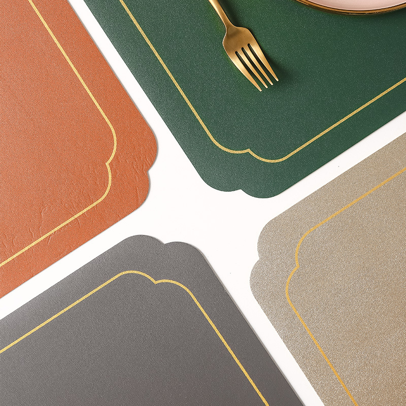 Estilo chino transfronterizo Ruyi Phnom Penh Mantel de cuero Mantel de mesa occidental de alta gama Alfombrilla de mesa redonda impermeable Mantel de hotel