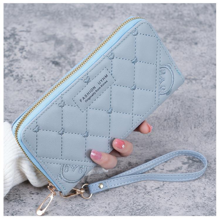 Billetera de mano de mujer estilo coreano nueva 2023, larga, con cremallera, multifunción, versátil, cartera de gran capacidad, cartera para teléfono móvil