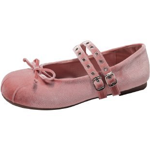 Zapatos de ballet de terciopelo de doble botón, zapatos de mujer, suela suave de noche, 2025 nuevos zapatos de arco francés, Mary Jane.