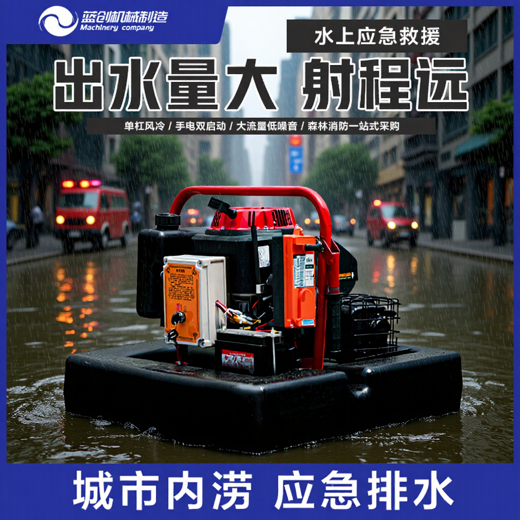 消防浮艇泵水上应急灭火设备遥控启动自吸式汽油机抽水船用游挺泵