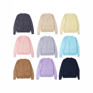 Plus Size Jk Uniform Cardigan Sweater for Women, Spring and Autumn College Style, School Uniform-Inspired, Loose Solid Color Long-Sleeve Knit Jacket, Versatile