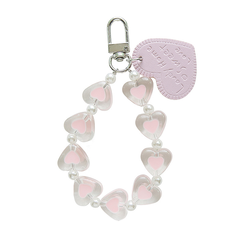 Pulsera de corazón de melocotón creativo llavero colgante carta cuero amor corazón transparente melocotón accesorios de corazón bolsa personalizada accesorios de embalaje