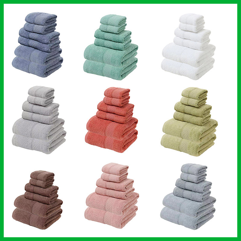 Foreign trade cotton towel six-piece set 12-color combed cotton hotel plain bath towel hand towel bathroom towel suit Foreign trade cotton towel six-piece set 12-color combed cotton hotel plain bath towel hand towel bathroom towel suit