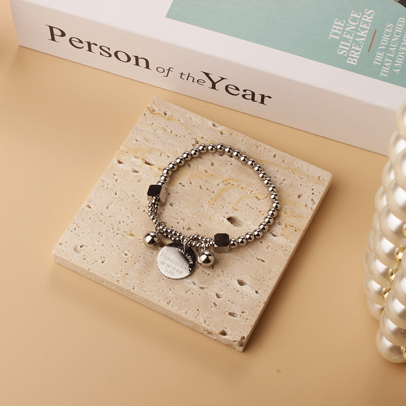 Beaded Design Wholesale Simple Style Letter Titanium Steel Bracelets