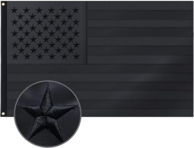 goods in stock All black U.S.A national flag Embroidery national flag 90*150cm oxford Buckle Banner Sewing stripe national flag