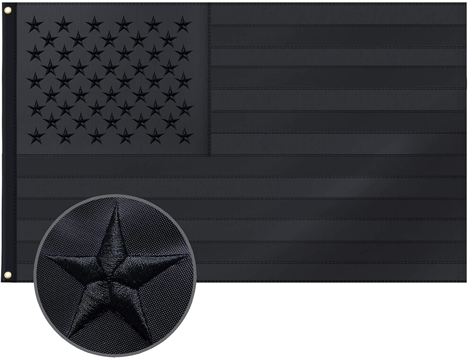 goods in stock All black U.S.A national flag Embroidery national flag 90*150cm oxford Buckle Banner Sewing stripe national flag