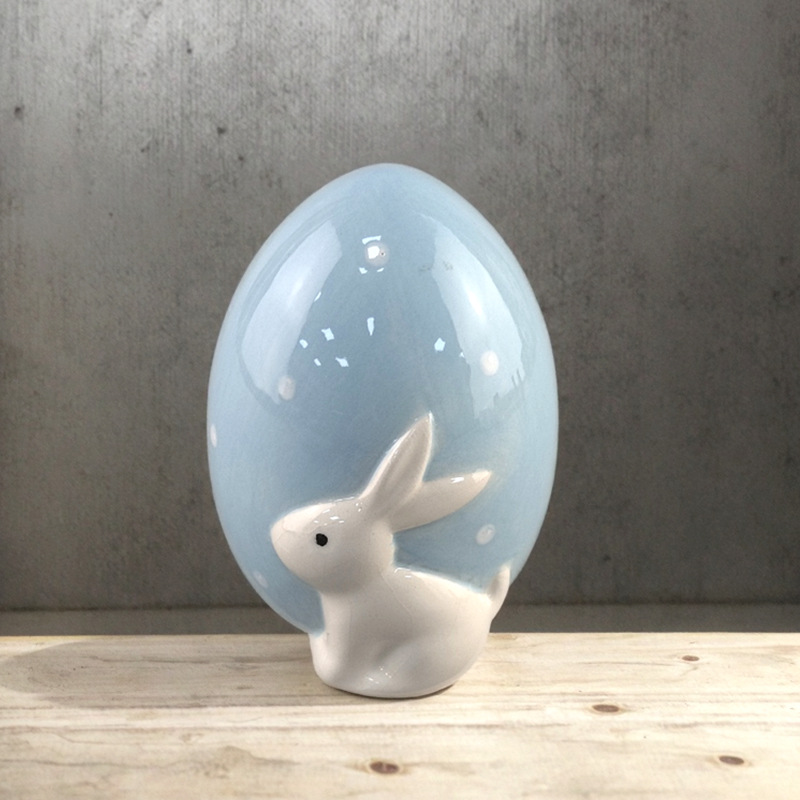 Huevo de Pascua de cerámica artesanía huevo de Pascua pequeñas decoraciones lámpara LED huevo