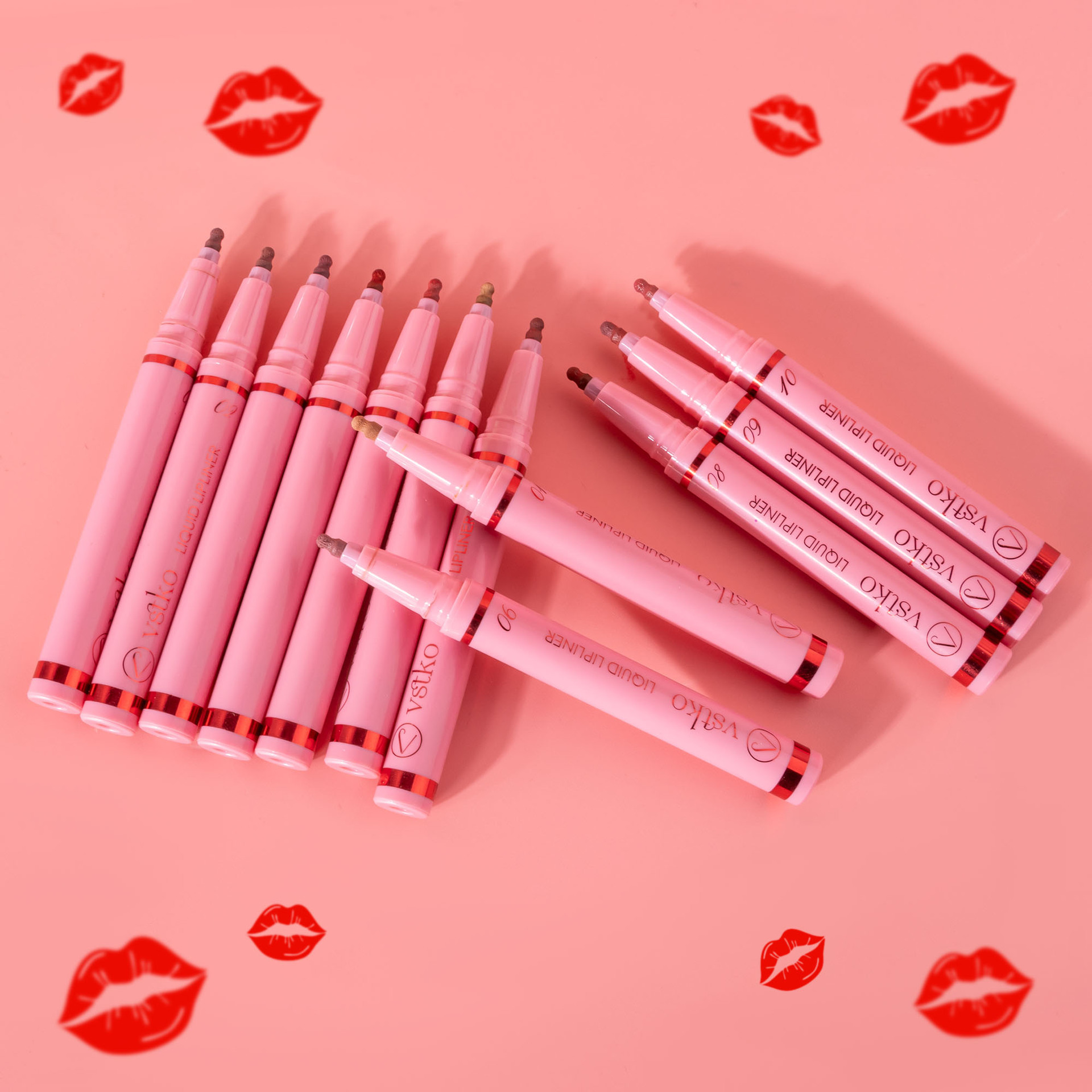 VSTKO Cross-border Gourd-tipped liquid Lip Liner Pen Set Matte, easy-to-color, waterproof and long-lasting nude Lipstick pen undefined