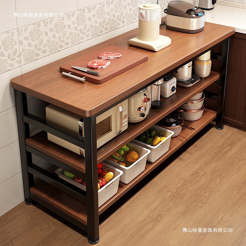 キッチン多機能収納ラック床置き野菜カッティングテーブルワークベンチ多層サイド収納キャビネット収納ラック狭いサイドキャビネット|undefined