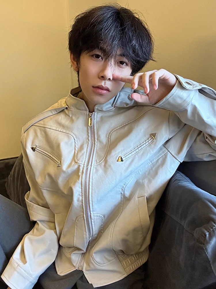 Cleanfitショートコート男性高級感ごろつきハンサムで美しいレトロなパイロット機関車ジャケット春秋