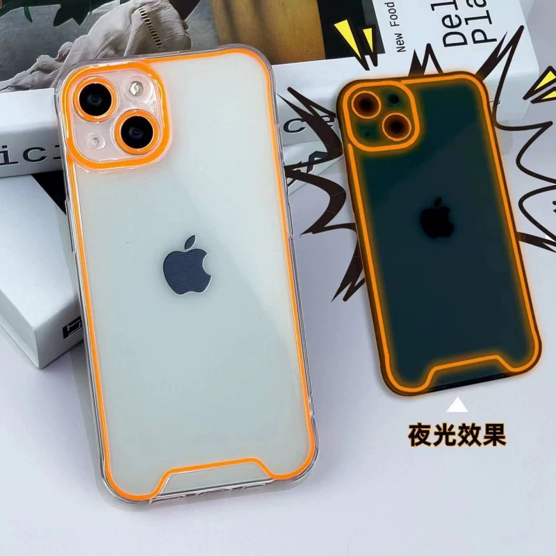 Transparent Protective Phone Case for iPhone — Neon Edge, Drop Protection, Multiple Models