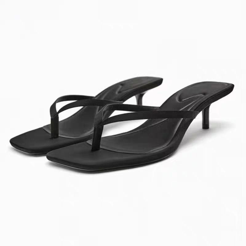 Embossed Leather Thong Sandals