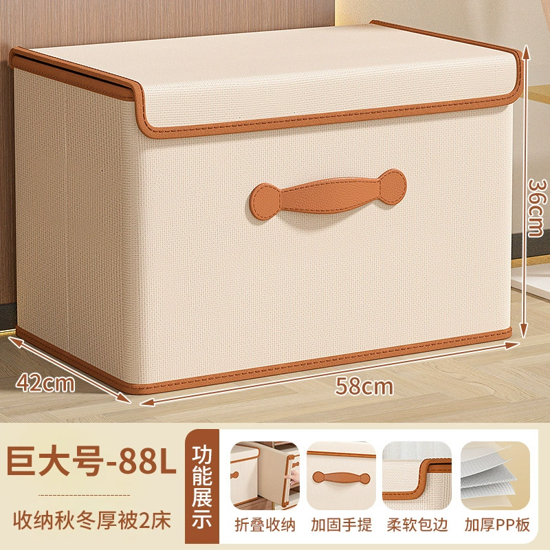 Capacious storage box, foldable storage system, trousers