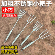 不锈钢赶海耙一体耐磨小耙子园艺多爪耙松土耙子海鲜耙沙滩蛤蜊耙
