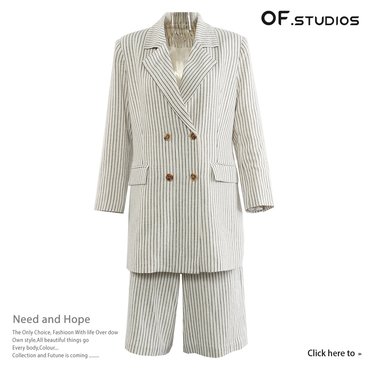 Ensemble deux pièces GraceChic GraceChic 25 cm, rayé coton et lin, avec short, style décontracté, référence 1788_voghion.com