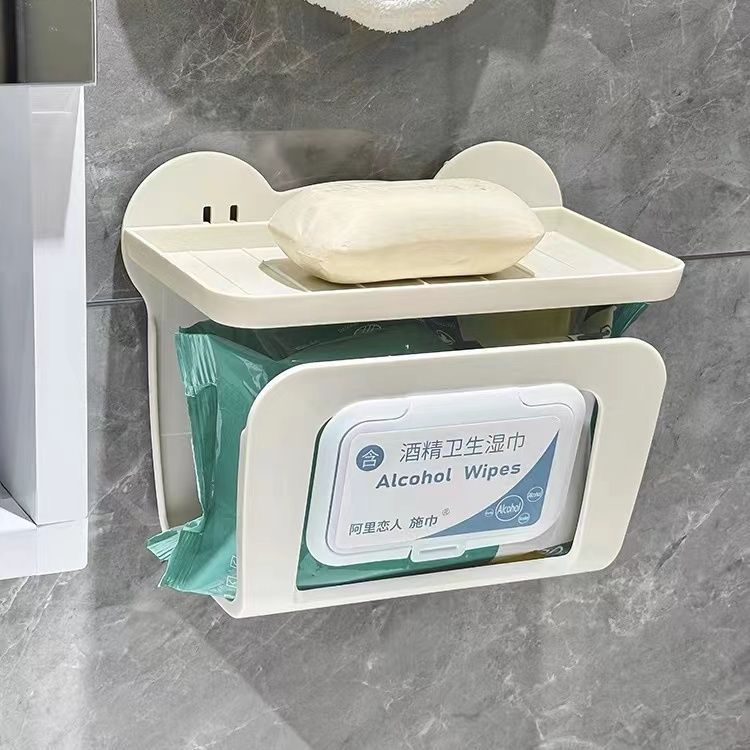 Linda caja de toallitas húmedas de dibujos animados, caja de bombeo de papel colgada en la pared del baño, toallas de papel húmedas, toallas de papel húmedas, estantes de papel higiénico