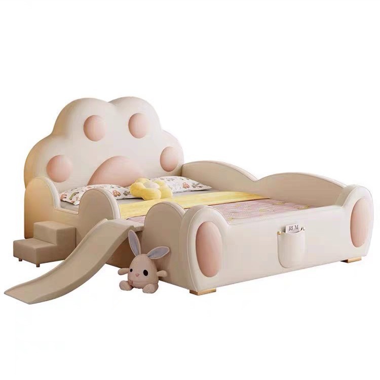 猫の爪の形の子供のベッドのクリーム風の女の子の王女のベッドの赤ちゃんのガードレールのベッドの1.2mの女の子のシングルベッドの滑り台|undefined