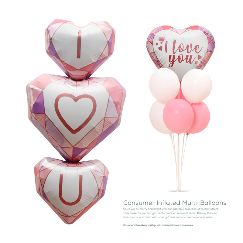 2022 nuevo día de San Valentín Tema de dibujos animados forma de aluminio globo propuesta fiesta decoración globo boda