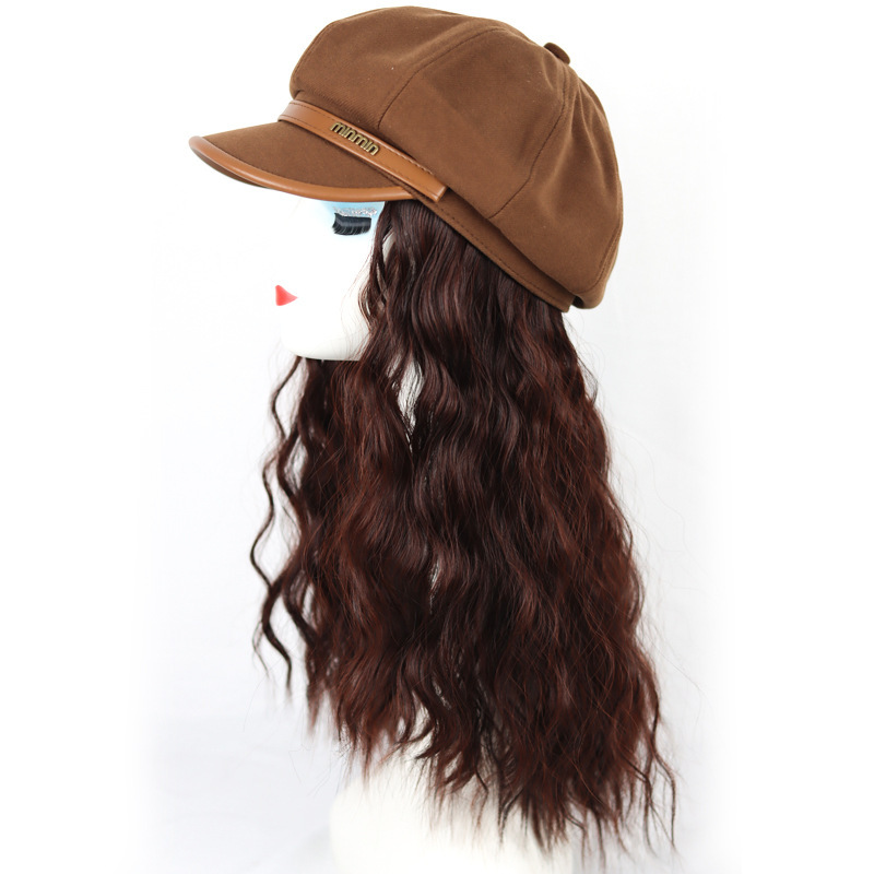 Octagonal Hat Wig for Women, Autumn British Style Retro Temperament Versatile Beret High-End Painter's Newsboy Cap