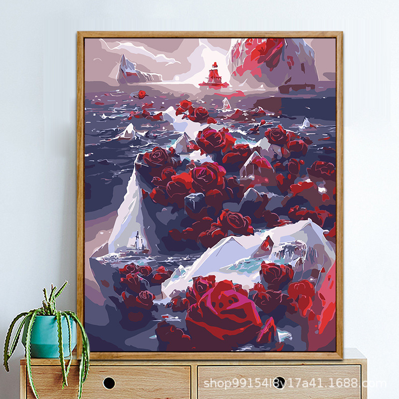 クロスボーダー diy デジタル油絵アマゾン AliExpress 卸売着色風景花絵画リビングルームの装飾絵画|undefined