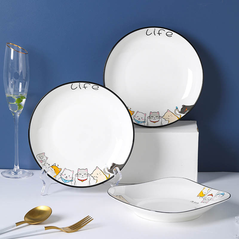 Japanese Style Ceramic Cute Creative Western Food Plate Cartoon Internet Celebrity Steak Dinner Plate Personalized Household Dish Plate Dish Plate Salad Plate