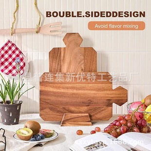 Cross-Border Wooden Western Restaurant Steak Plate Cutting Board Simple Set Kitchen Cooked Food Fruit Wooden Household Creative Board Chopping Board