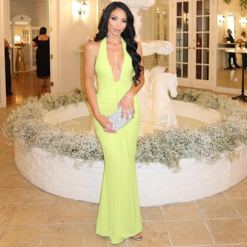 Elegant Resort-Style Backless Halter Neck Bodycon American Dress for Women 2025 Summer New Cross-Border European and American Style Women's Clothing