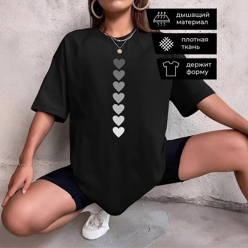 ピュアコットンヨーロッパステーションデザインラブプリント半袖Tシャツレディースルーズカジュアル多用途ミッドレングススリムトップイン|undefined