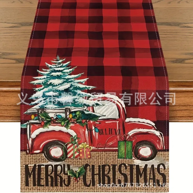 国境を越えて人気のある亜麻のテーブル旗クリスマスの家のレストランのリビングテーブルの室内の屋外の祝日の装飾テーブルクロス|undefined