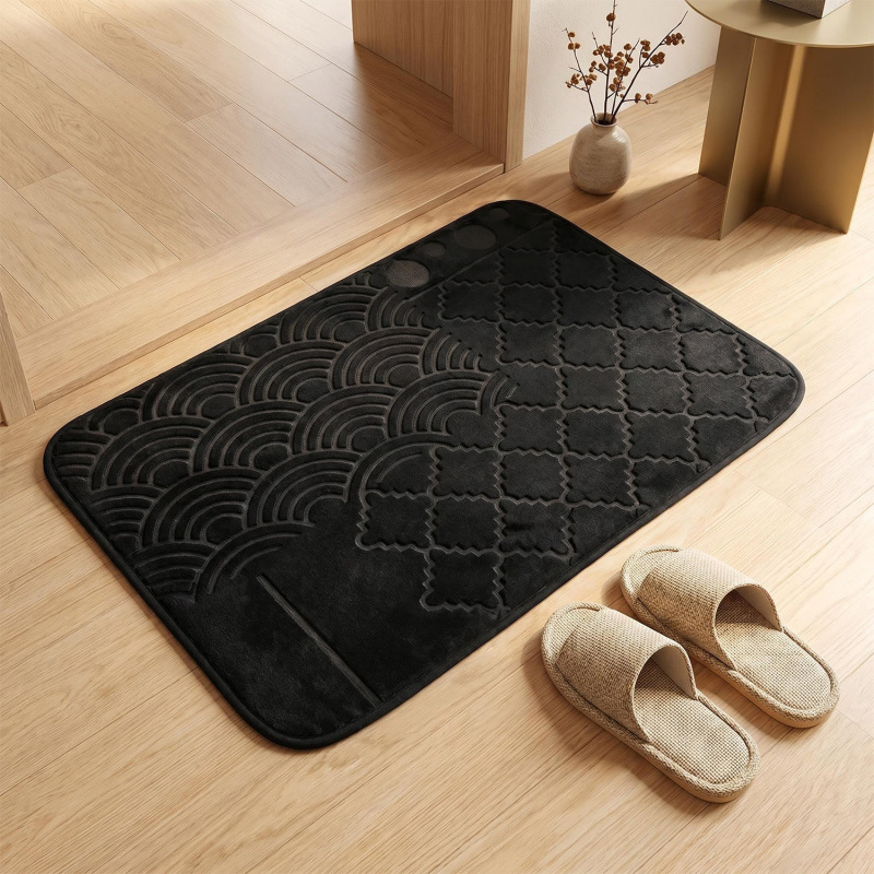 Cross-Border Bathroom Black Thickened Water-Absorbent Floor Mat, Non-Slip and Stain-Resistant Foot Mat for Bathroom Entrance, Quick-Drying Mat Wholesale Cross-Border Bathroom Black Thickened Water-Absorbent Floor Mat, Non-Slip and Stain-Resistant Foot Mat for Bathroom Entrance, Quick-Drying Mat Wholesale